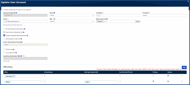 Update User Account